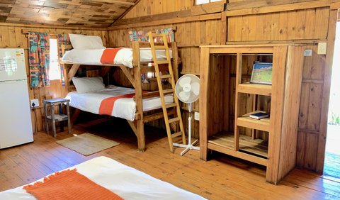 Campers Cabin (4 Sleeper): Queen bed and bunk beds