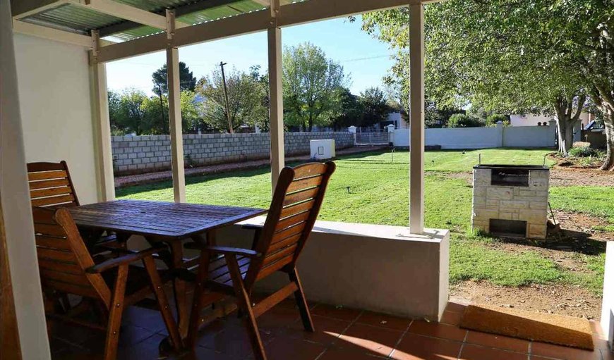 Self-catering unit: The rooms have double wooden doors leading to the patio with patio furniture. Braai facilities are available in front of each patio.
