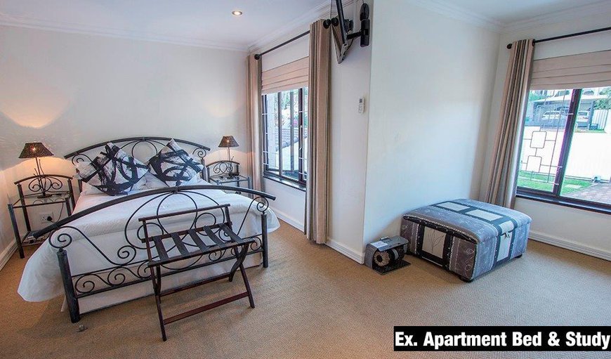 The executive apartment has a double bed and spacious room