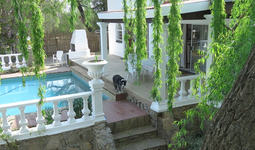 The beautiful Otters Den House with its sparkling swimming pool on the river in Parys, Free State Province, South Africa